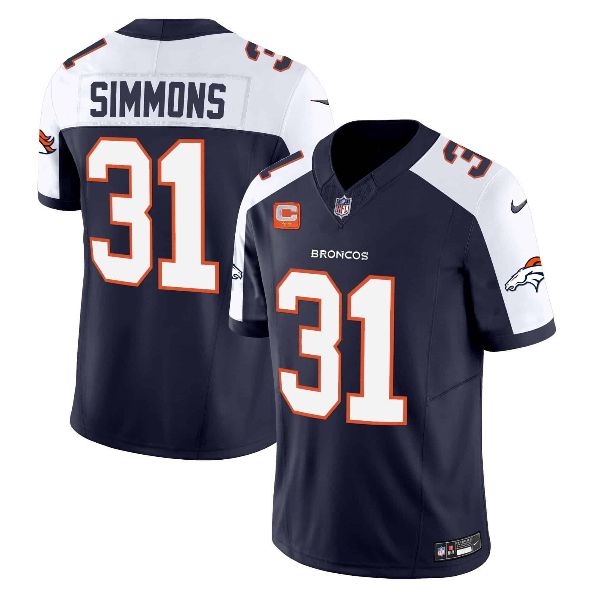 Men Denver Broncos #31 Simmons Blue 2024 Nike Vapor Limited NFL Jersey style 1